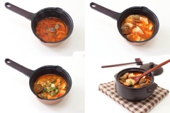 Nước sôi cho ngao vào, thêm rượu, nước tương, nước mắm. Tiếp đó cho đậu hũ thái miếng vừa ăn đun sôi trở lại. Cuối cùng thêm ớt xanh và gốc hành thái nhỏ vào là xong.