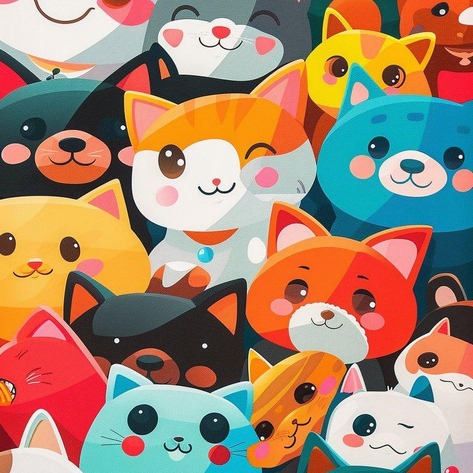 Download Cartoon Cats, Cute Animals, Kawaii Art, Pet Illustration iPhone