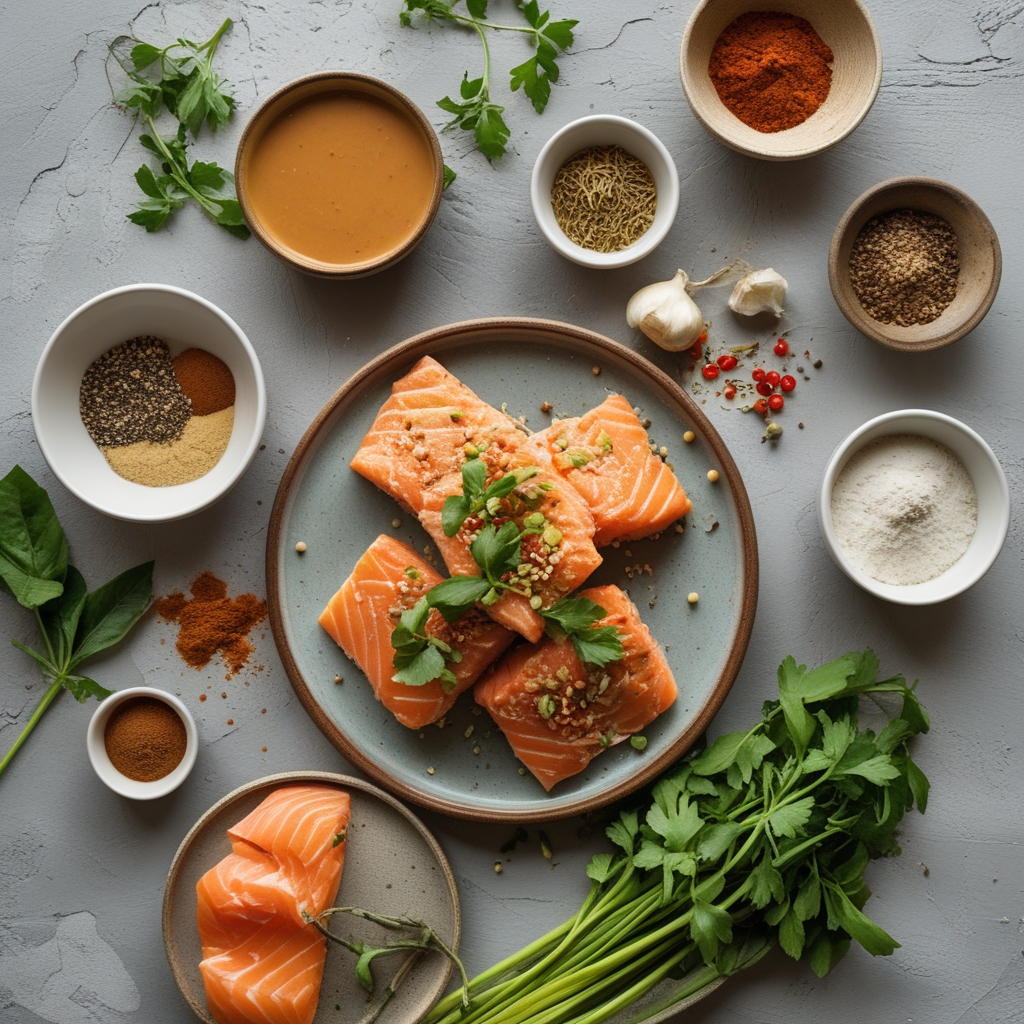 Ingredients for Bang Bang Salmon Bites — Crispy Salmon with Creamy Sweet-Spicy Sauce (Easy & Homemade)