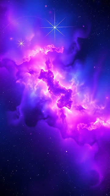 Majestic Purple Nebula Deep Space Cosmic Cloud Art - Free mobile Wallpaper