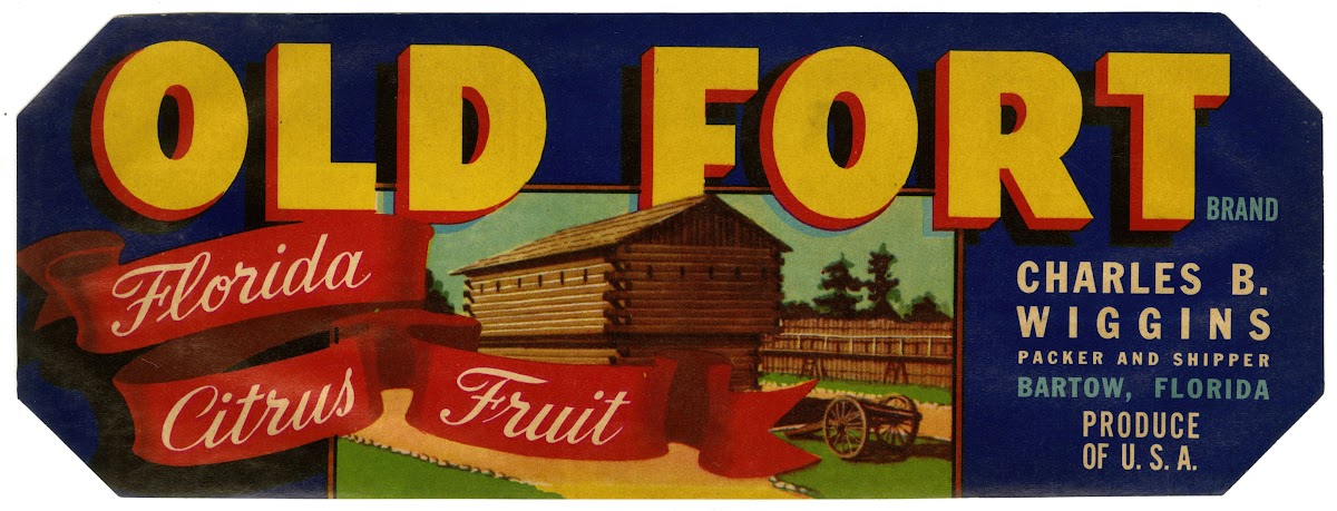 Old Fort Brand Florida Citrus Fruit Label 1930 1950