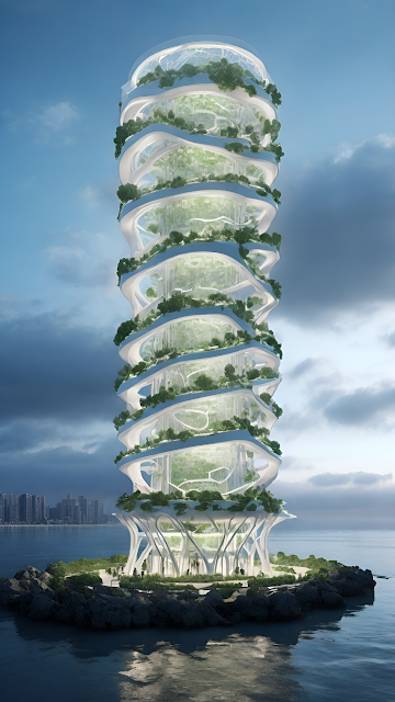 Bioluminescent Vertical Farm Skyscraper Conceptual Design - Free mobile Wallpaper