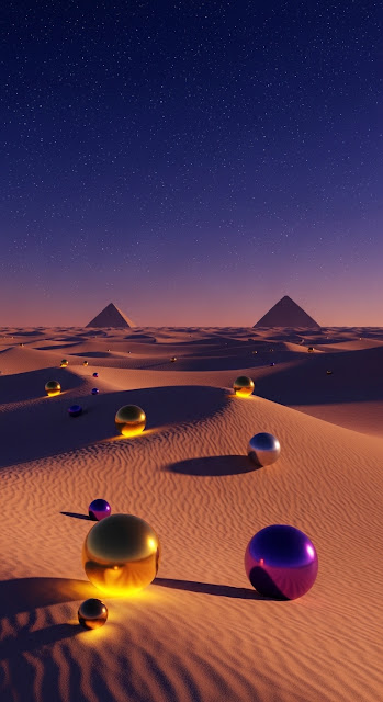Mystical Desert Night Orbs - Free mobile Wallpaper