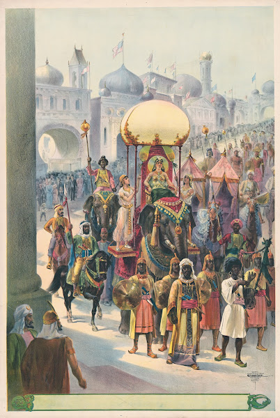 Indian parade with queen riding elephant 1900