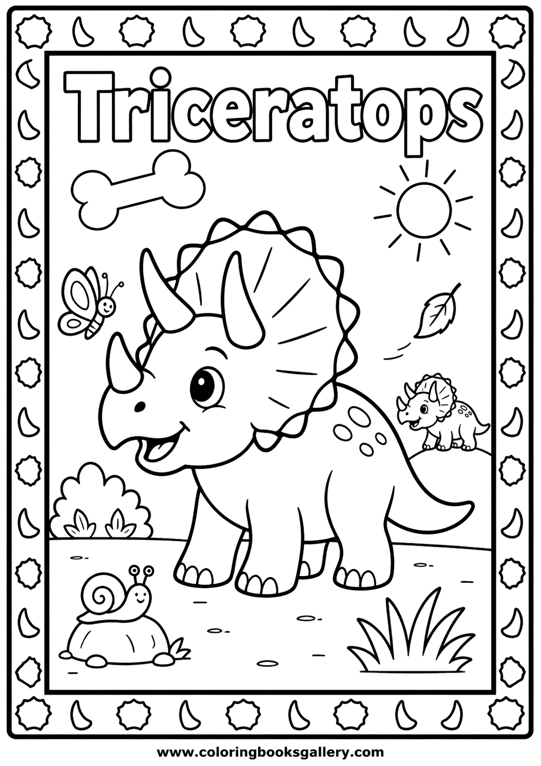 Fun Triceratops Coloring Page for Kids – Free Printable Coloring Sheet for Kids and Adults – free coloring page for kids