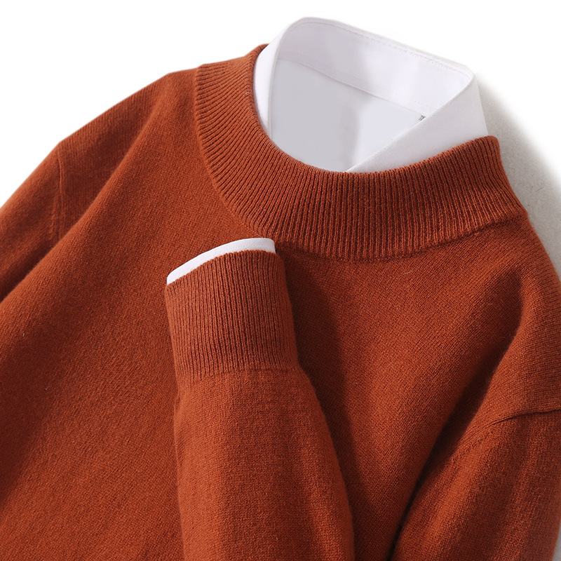 Men's Wool Sweater, Stand-up Collar, 100% Wool, Plus Sizes