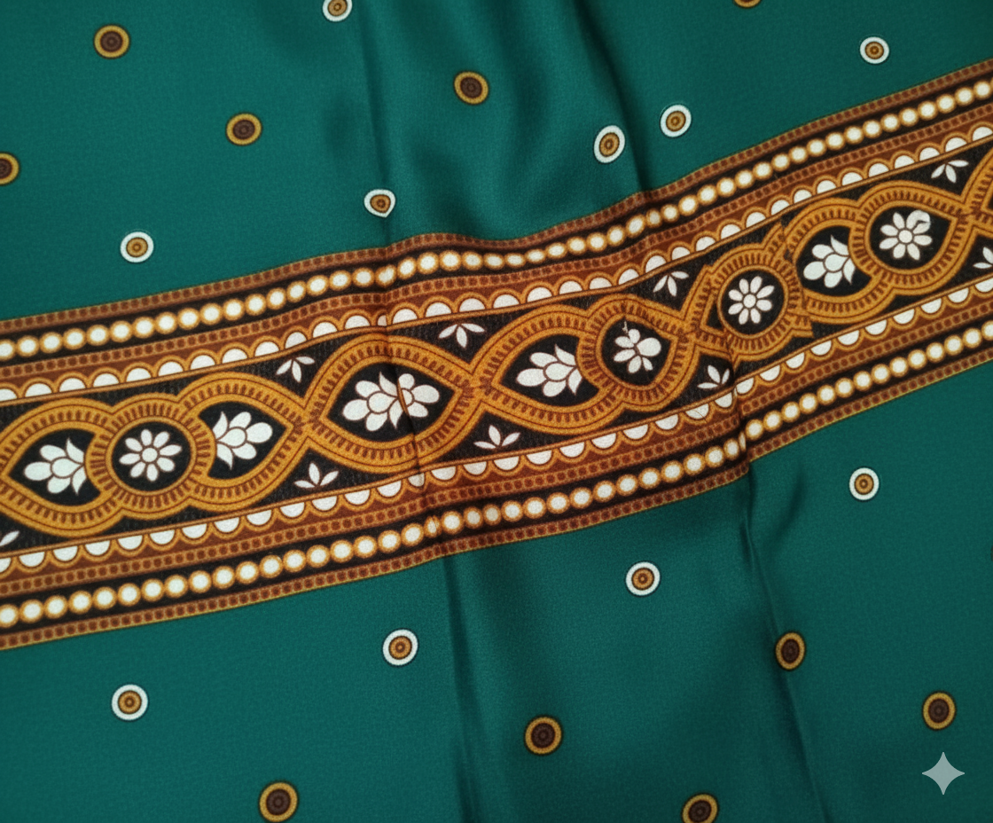 Bottel Green Pinted Hijab | Satin Scarf