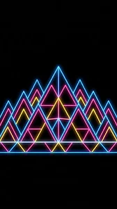 Minimalist Geometric Neon Mountain Peaks Landscape