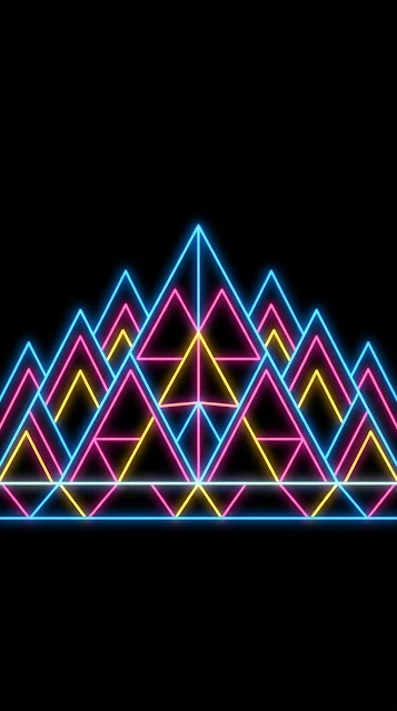 Minimalist Geometric Neon Mountain Peaks Landscape
