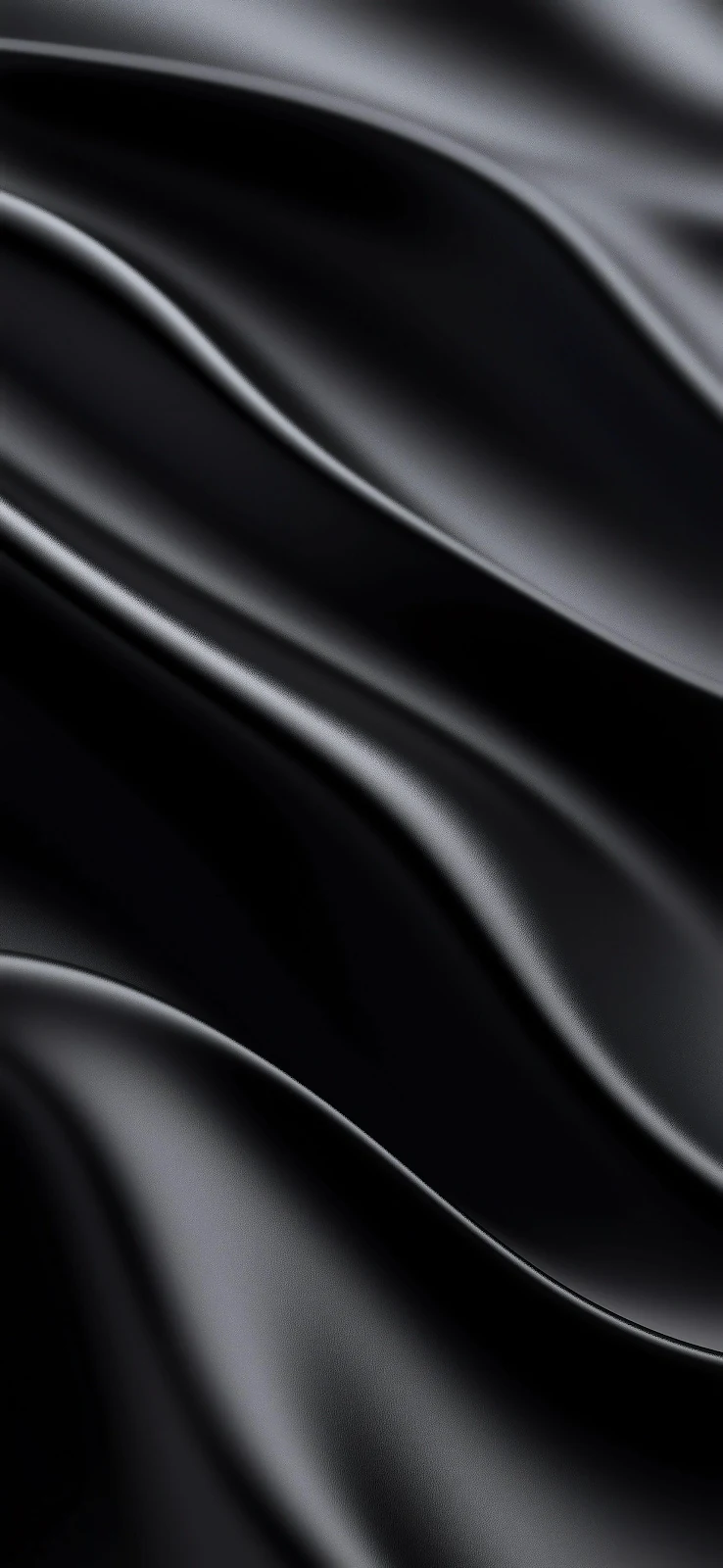 Smooth Black Satin Waves - Minimalist Digital Art 2K iPhone Wallpaper (1720x3728)