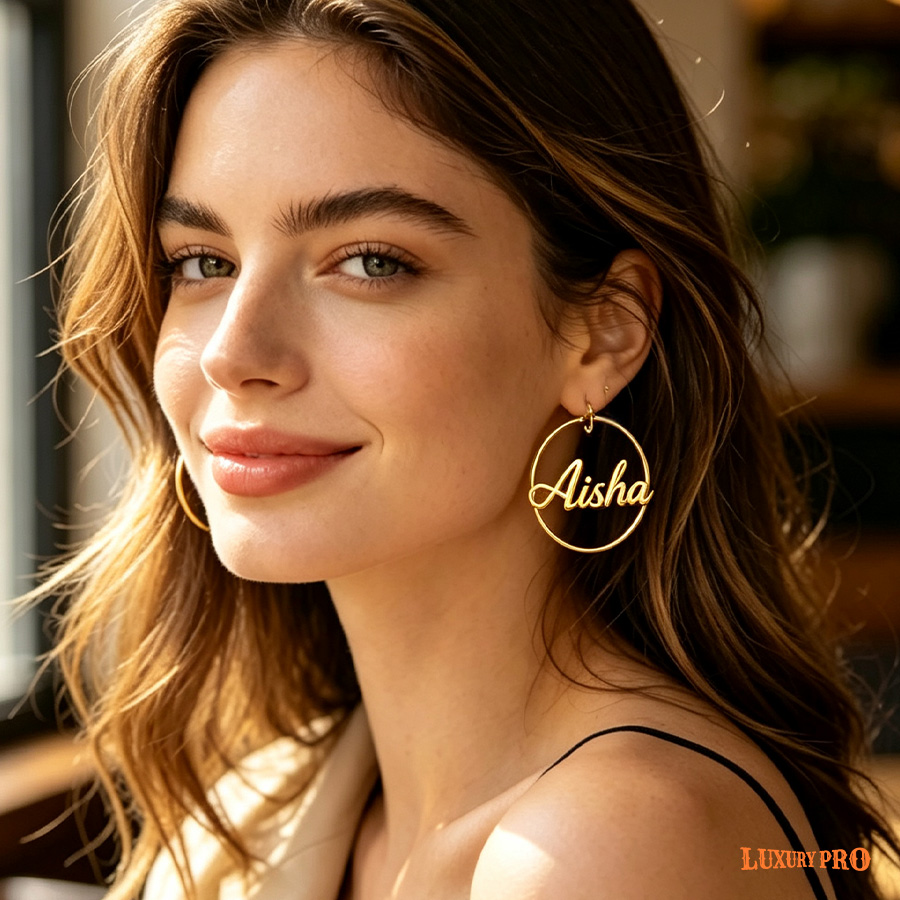Round Letter Earrings