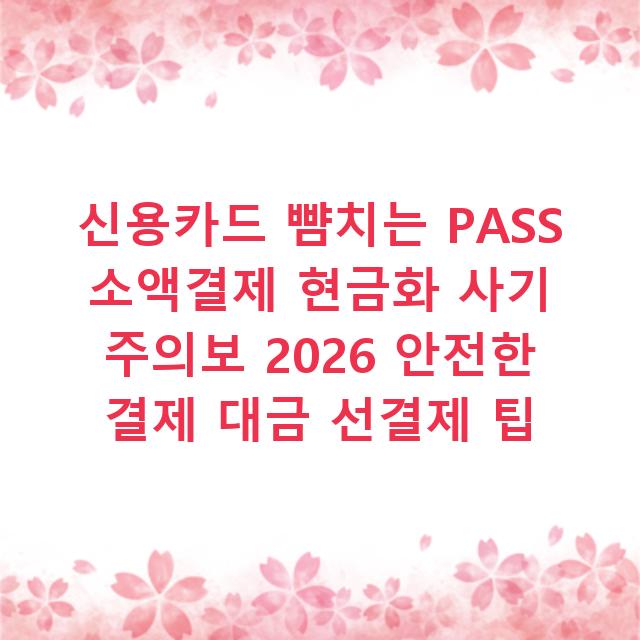 신용카드 뺨치는 PASS 소액결제 현금화 사기 주의보 2026 안전한 결제 대금 선결제 팁