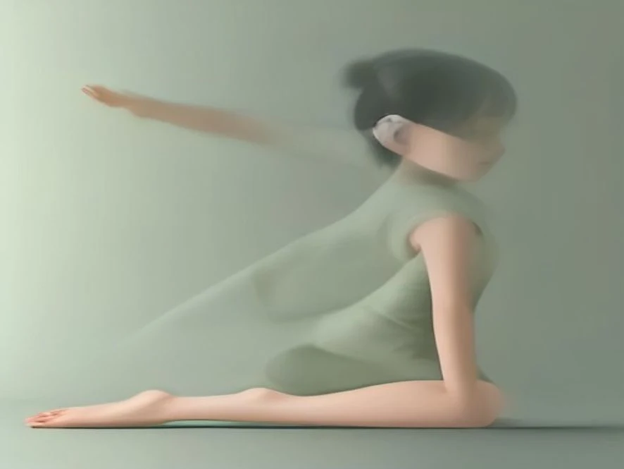 평온한 분위기에서 요가 동작을 취하고 있는 여성의 단순화된 실루엣 플랫 벡터 일러스트