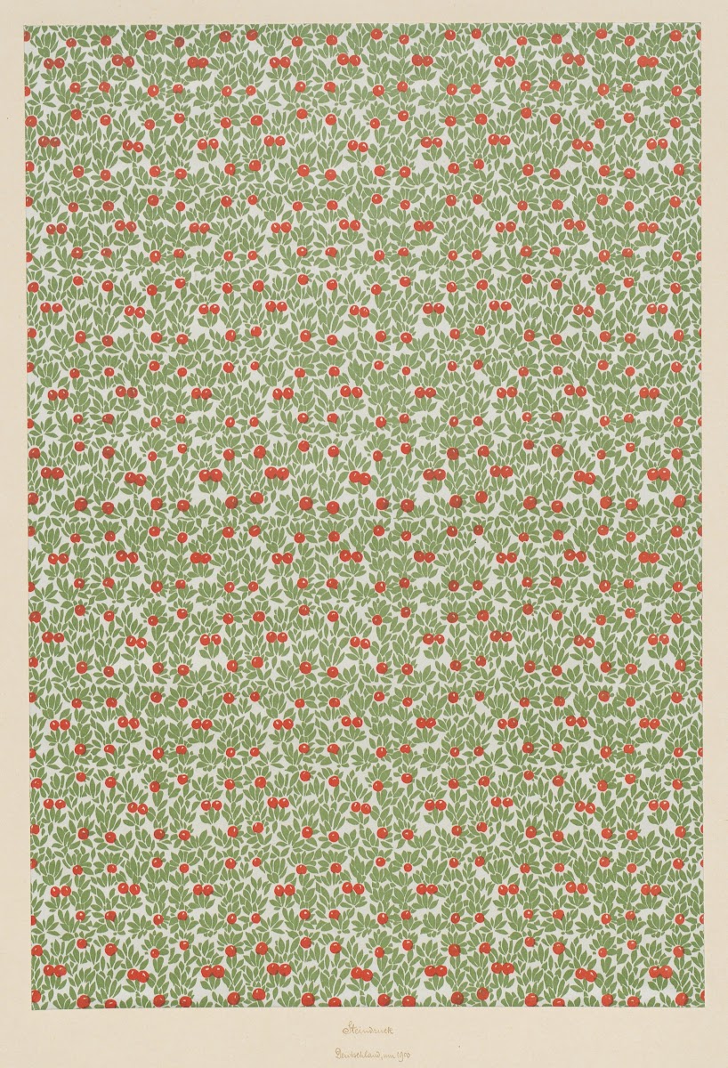 Lithografiertes Vorsatzpapier florales Flächenmuster 1900