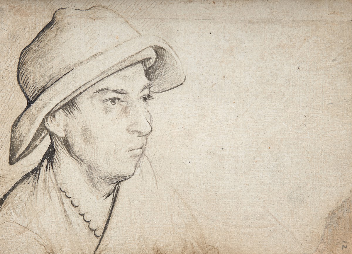 Junger Mann mit breitrandigem Hut und Halskette 1502