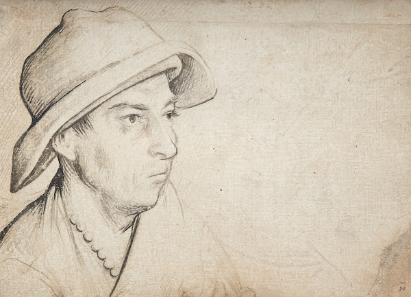 Junger Mann mit breitrandigem Hut und Halskette 1502