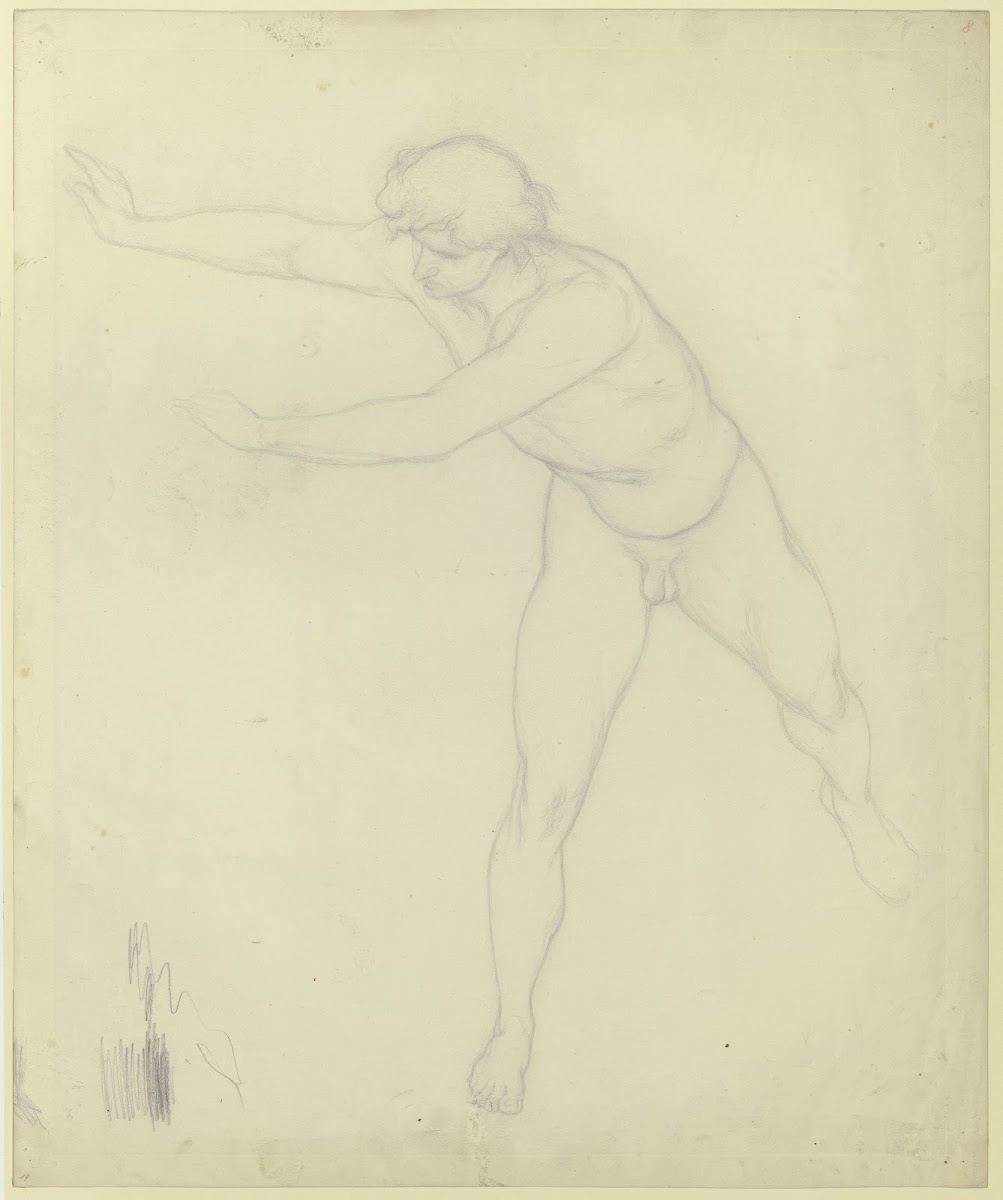Der Engel aus Daniel in der Löwengrube als männlicher Akt ca 1867