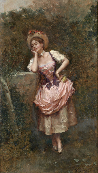 Elégante à la robe rose