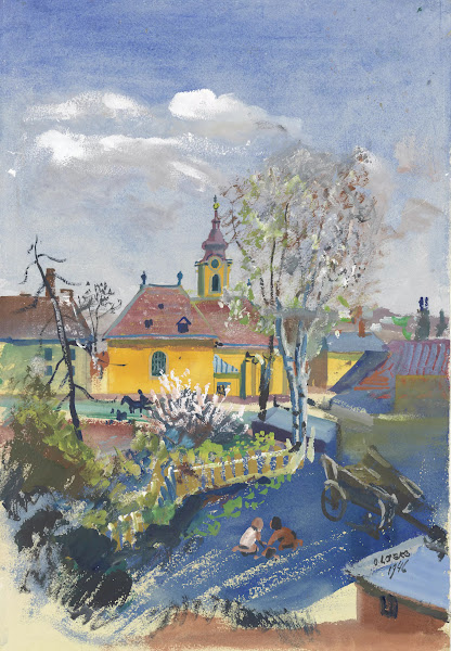 Frühjahr 1946 in Ober St Veit Blick auf die Pfarrkirche 1946