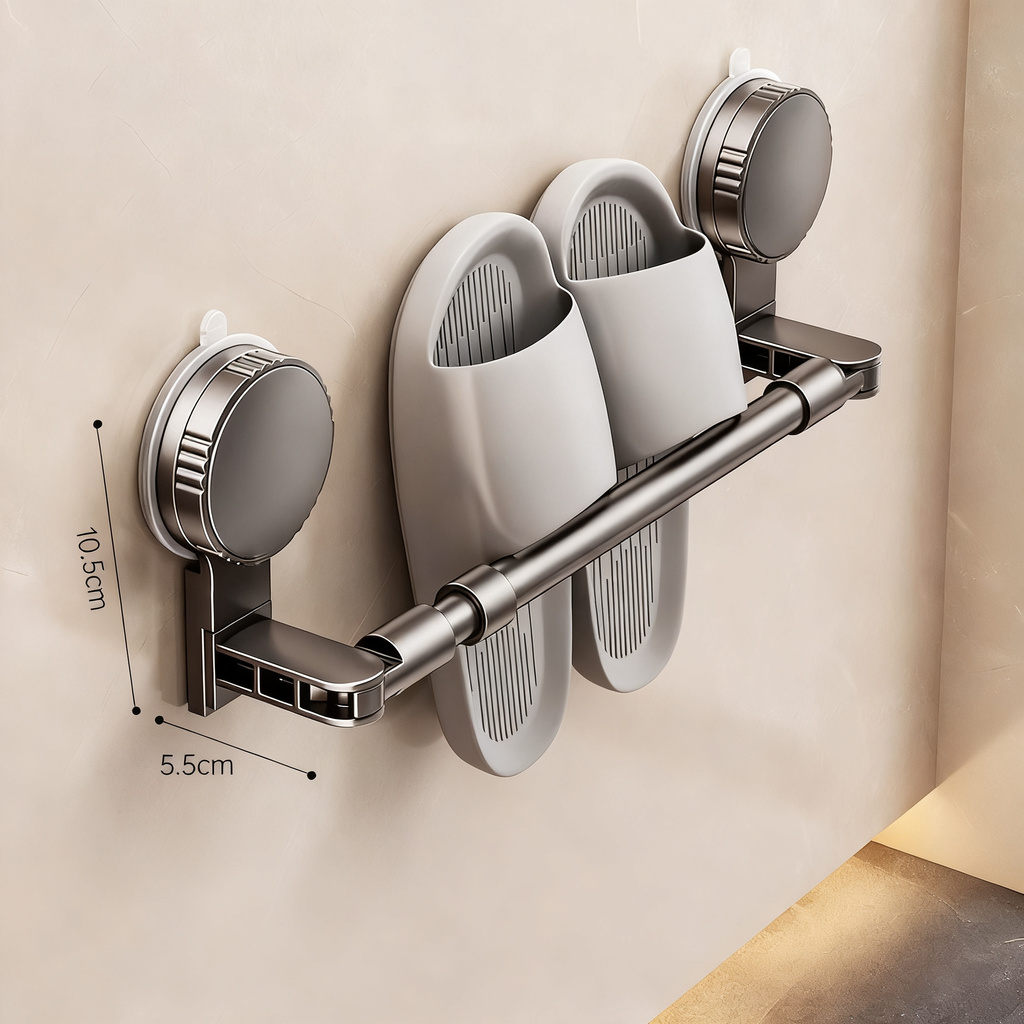Wall-mounted slipper rack with suction cup, extendable