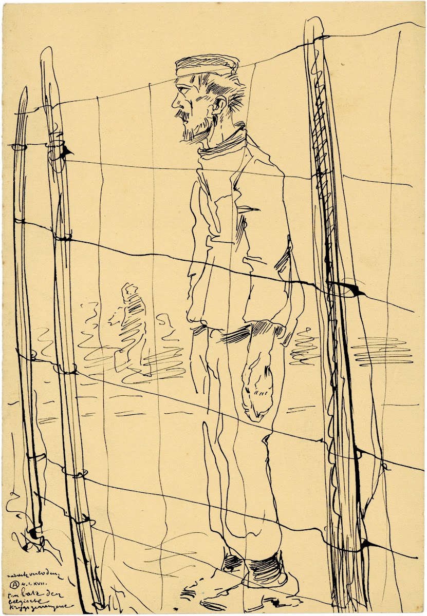 Ontwerp lithografie Ten bate der Belgische krijgsgevangenen 1917