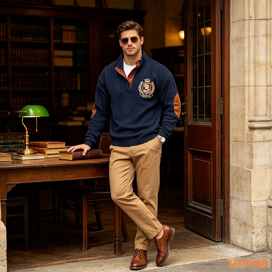 AOP Stand-up collar long sleeves