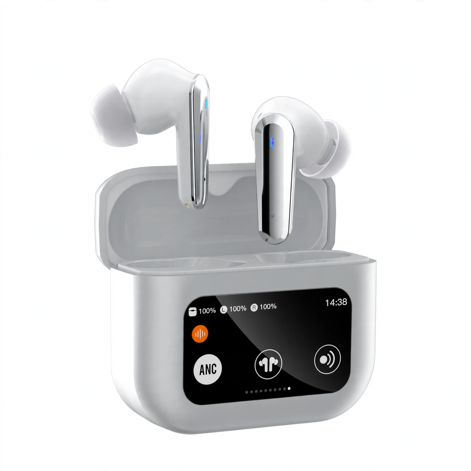 Bluetooth headphones with LCD display and noise cancellation