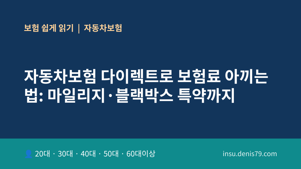자동차보험 다이렉트로 보험료 아끼는 법: 마일리지·블랙박스 특약까지