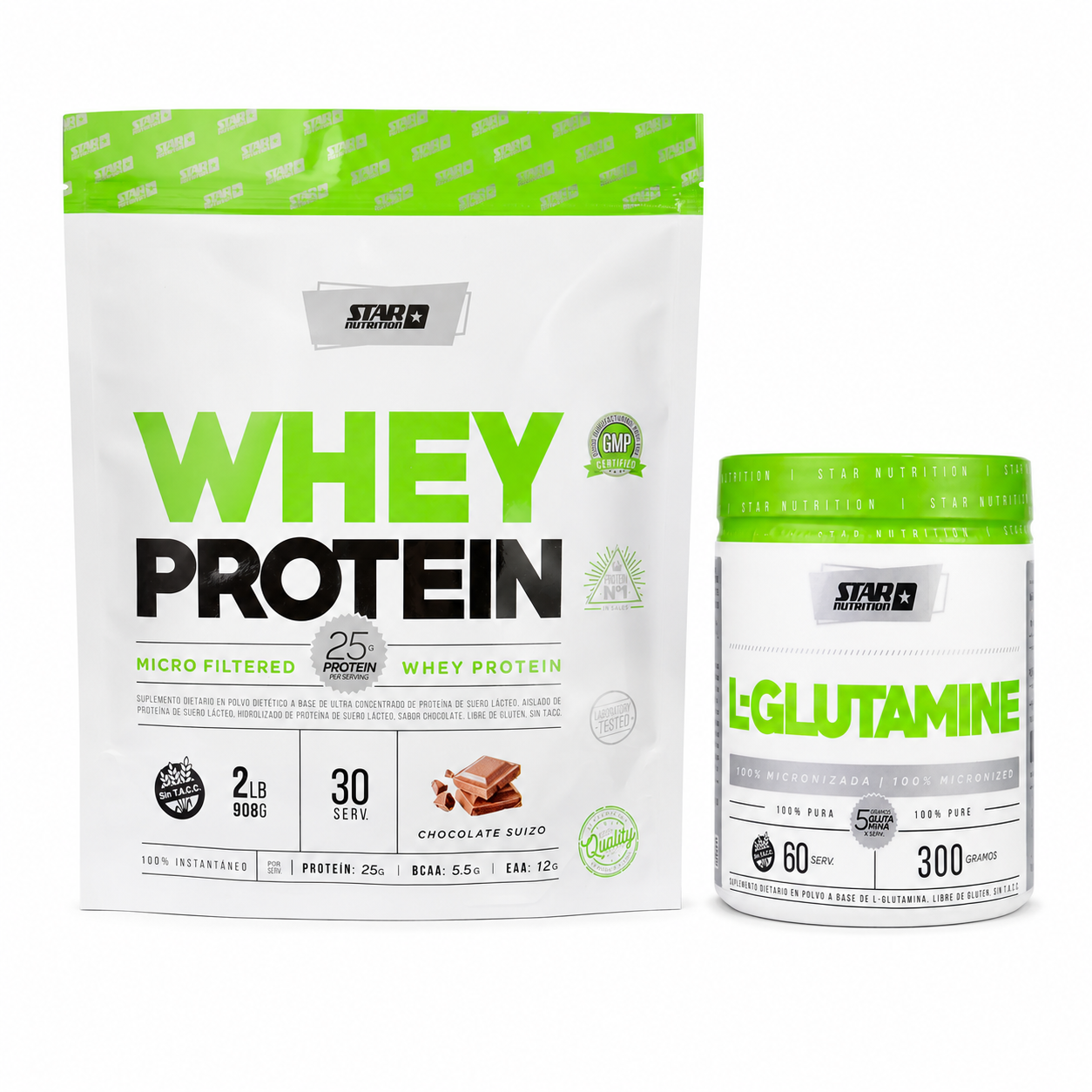 Kit Whey Protein Chocolate + L-Glutamina 300 g