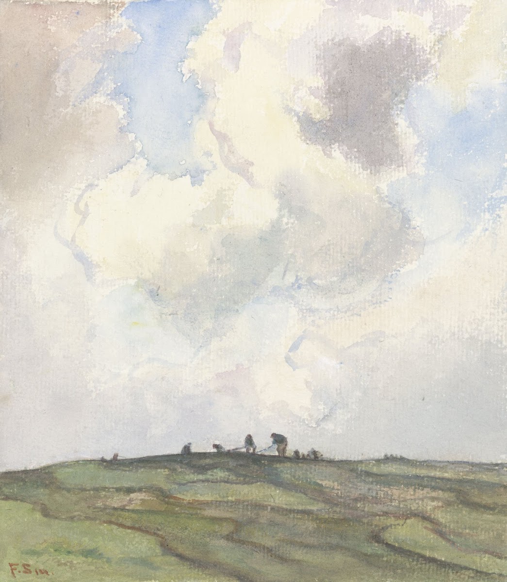 Boeten van netten op een grasveld achter de duinen 1872   1944