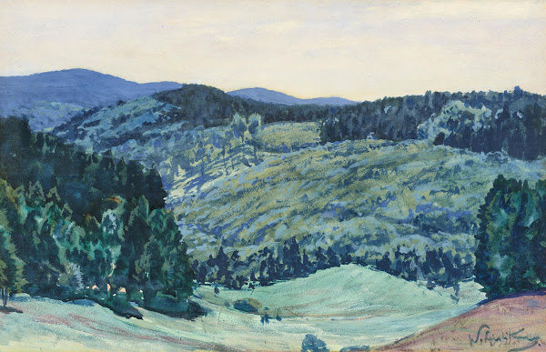 Landschaft mit Blick auf den großen Inselberg 1900