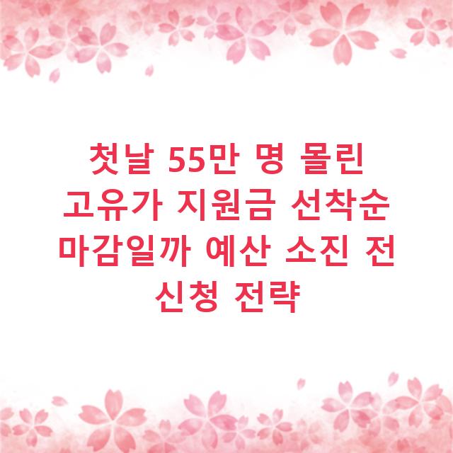 첫날 55만 명 몰린 고유가 지원금 선착순 마감일까 예산 소진 전 신청 전략