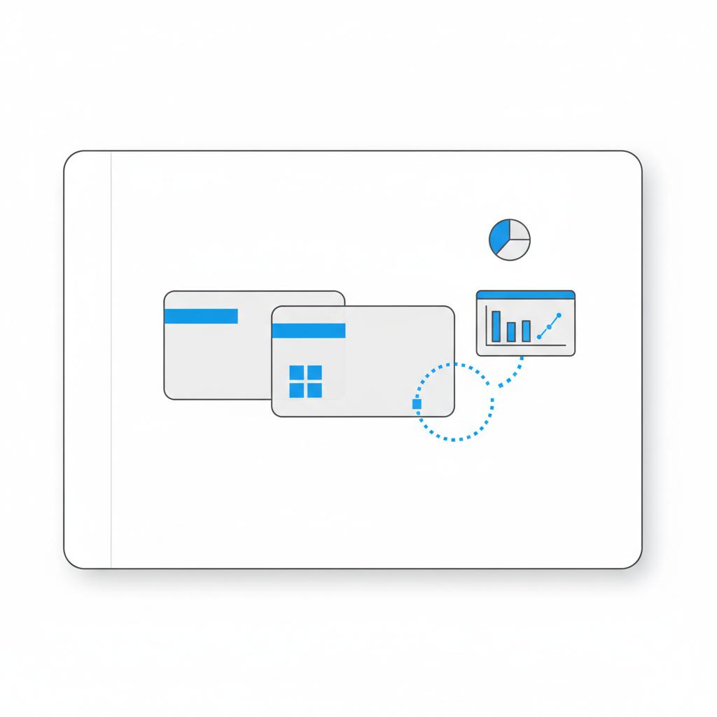 Minimalist vector flat-lay of campaign components: color-blocked objective cards, pixel icon flowing to a simplified analytics dashboard and budget pie &mdash; does X offer paid ads