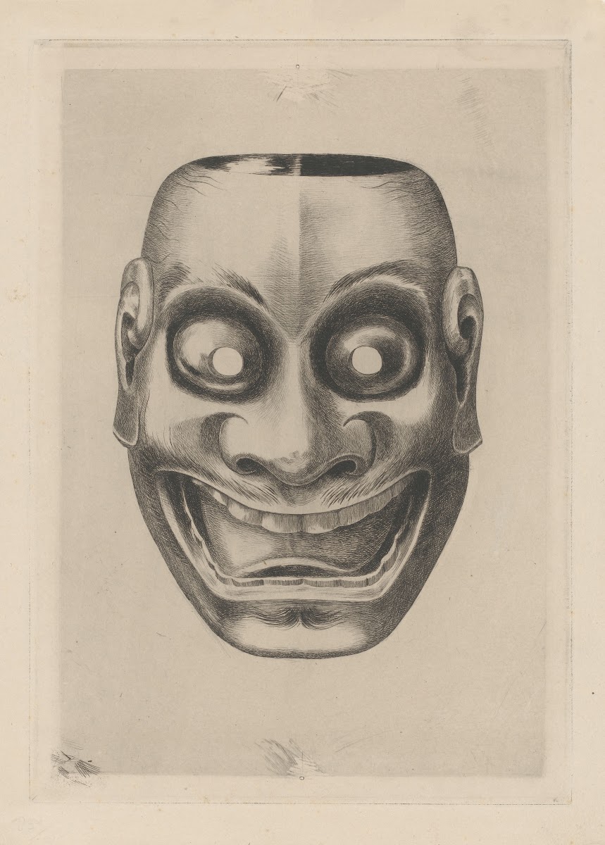 Japanese theatre mask made of lacquered wood 1856 1897