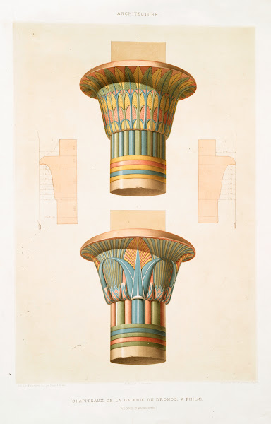 Architecture chapiteaux de la galerie dromos à Philæ règne dAuguste 1878