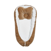 Cocoon-positioner for newborns with orthopedic pillow Twins Velvet caramel latte