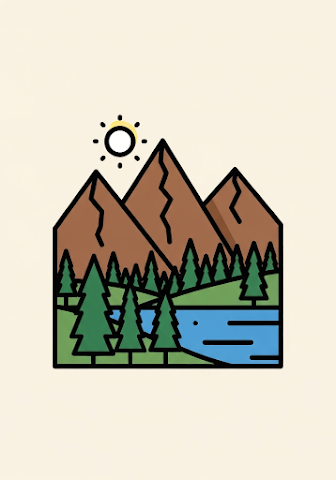Minimalist Mountain Landscape Icon