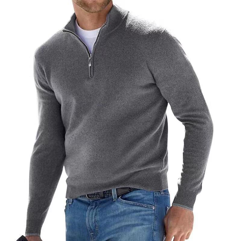 Herren-Strickpullover mit halbem Reißverschluss