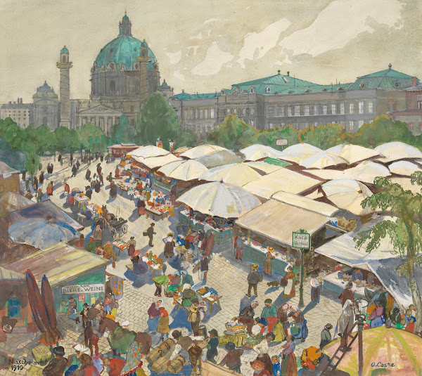 Der alte Naschmarkt mit der Karlskirche um 1910 1922