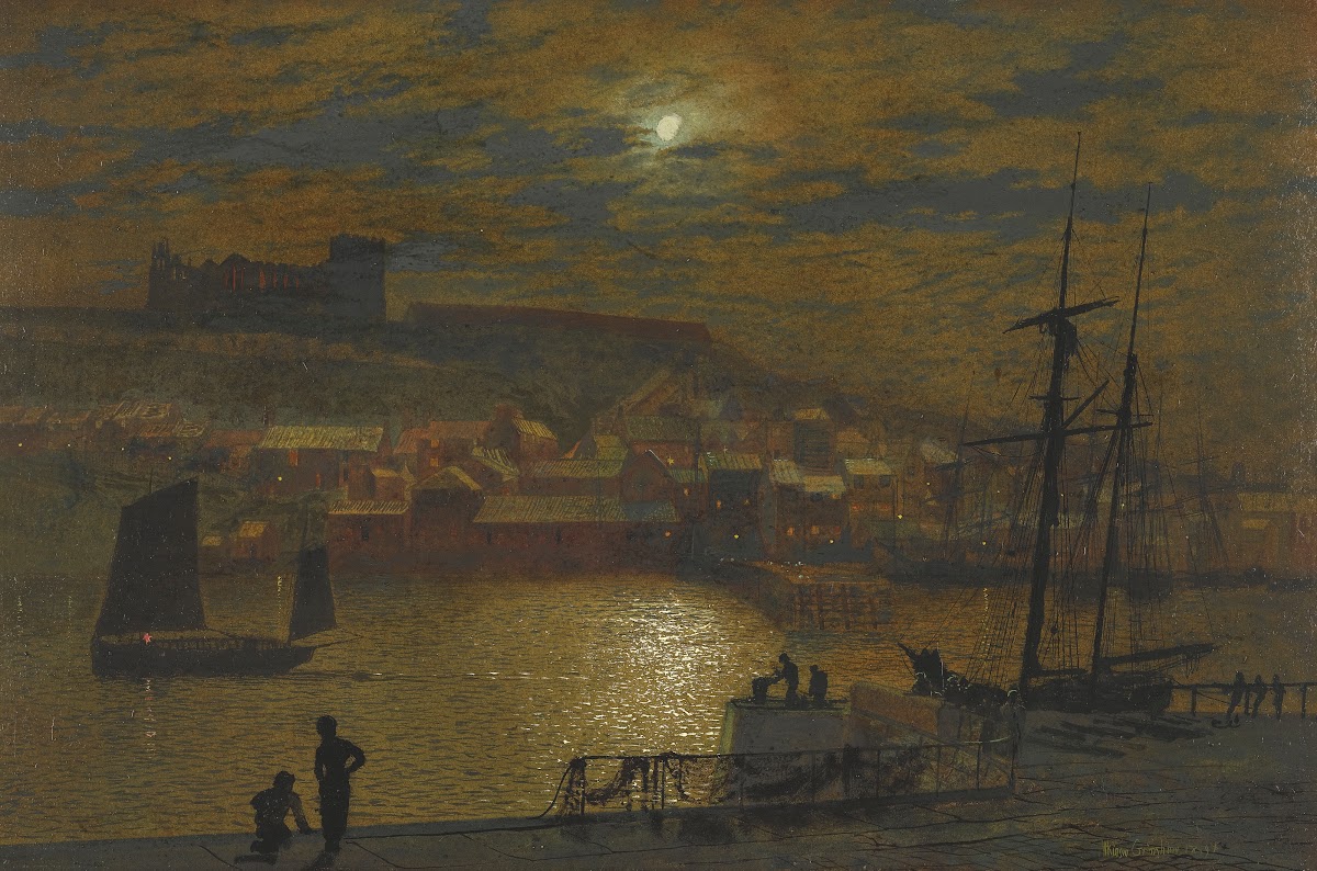Whitby From Scotch Head Moonlight On The Esk 1879
