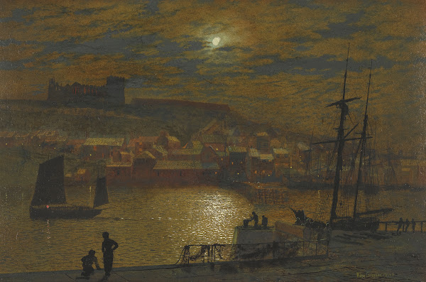 Whitby From Scotch Head Moonlight On The Esk 1879