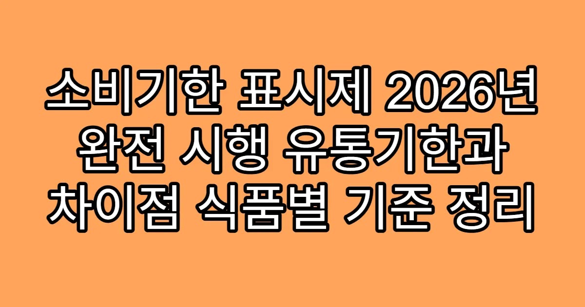 소비기한 표시제 2026년 완전 시행 유통기한과 차이점 식품별 기준 정리