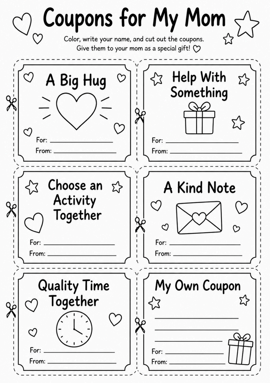 Coupons for My Mom Worksheet