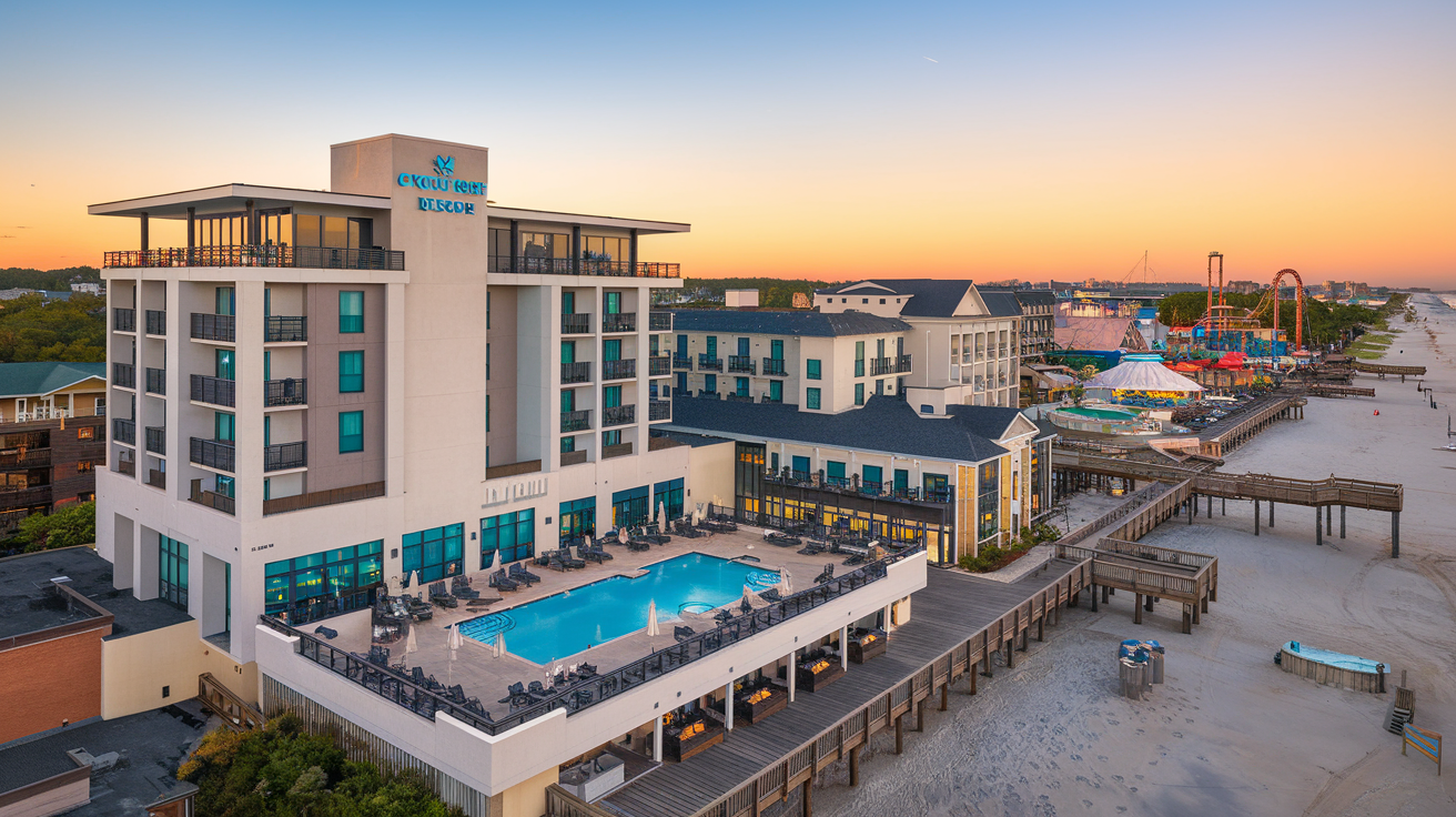 Distance from Crown Reef Resort to Myrtle Beach Boardwalk