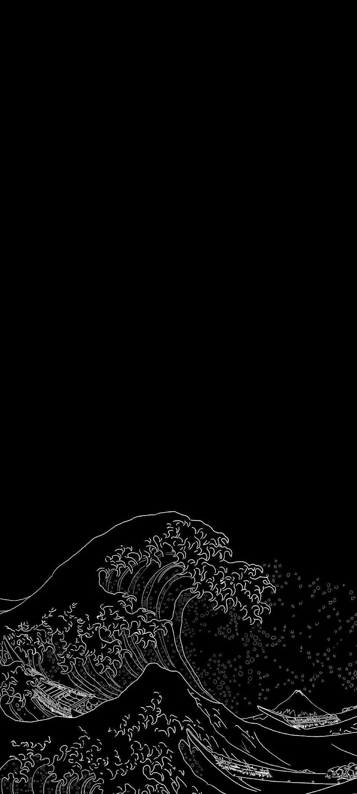 The Great Wave Off Kanagawa - Minimalist Line Art iPhone Wallpaper (960x2133)