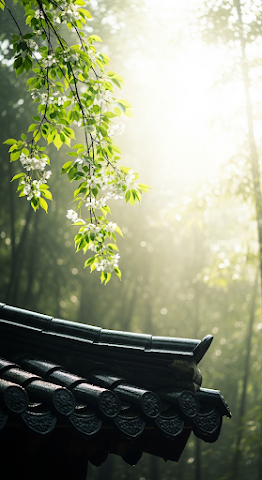 White Flowers Traditional Roof