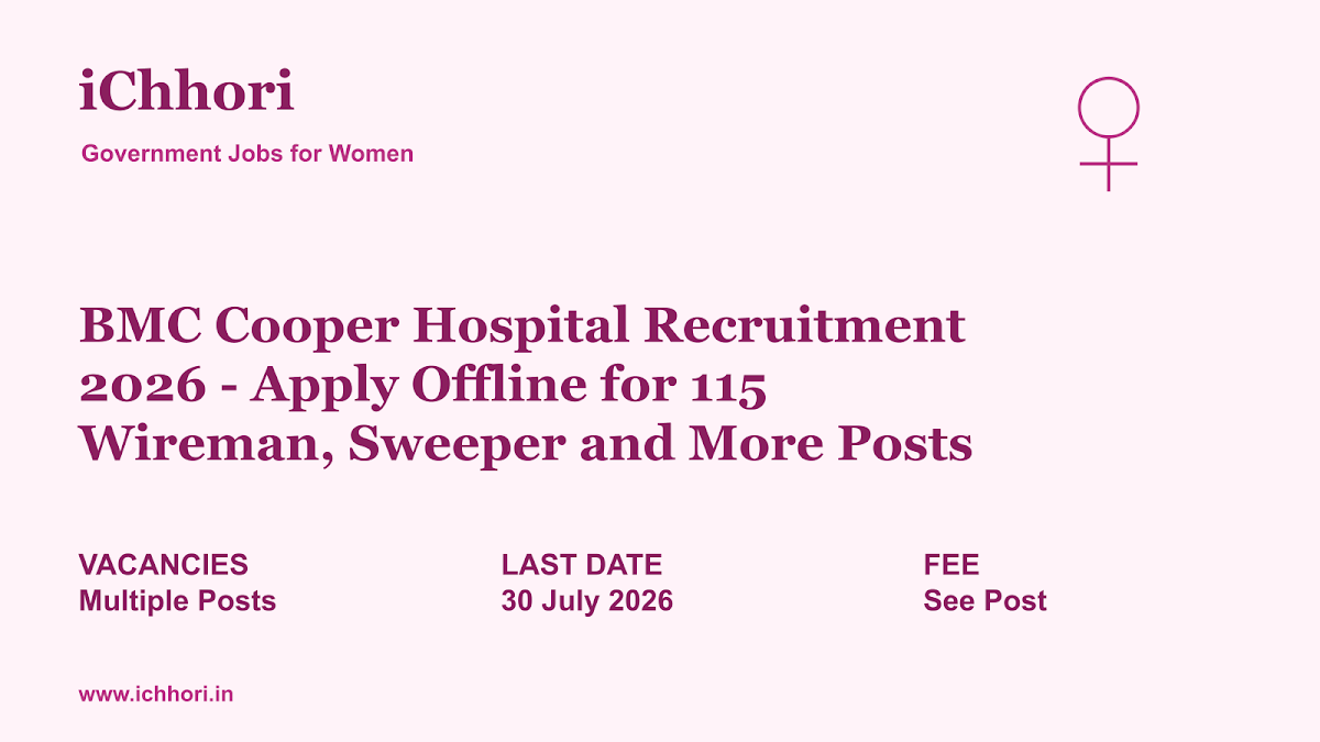 BMC Cooper Hospital Recruitment 2026 - Apply Offline for 115 Wireman, Sweeper and More Posts - iChhori