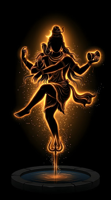 Abstract Glowing Silhouette Illustration of Lord Shiva on a Black Background - Free mobile Wallpaper