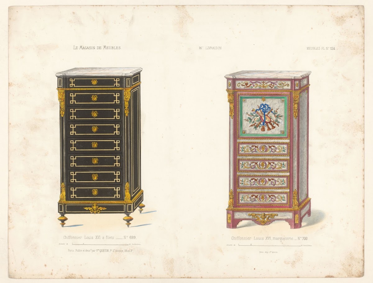 Chiffonnier Louis XVI à Filets  Chiffonnier Louis XVI marqueterie 1832   1904