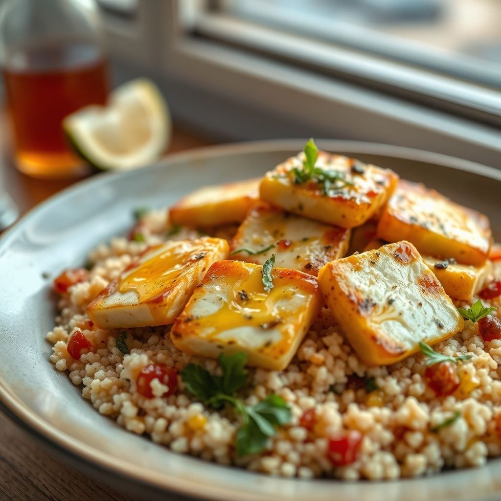 Hot Honey Halloumi and Couscous Salad – Easy Weeknight Dinner